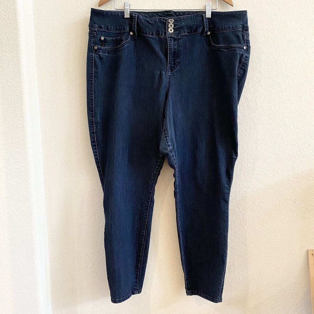 TORRID Plus Size 24T Jeans‎ Blue Denim Stretch Straight Dark Wash